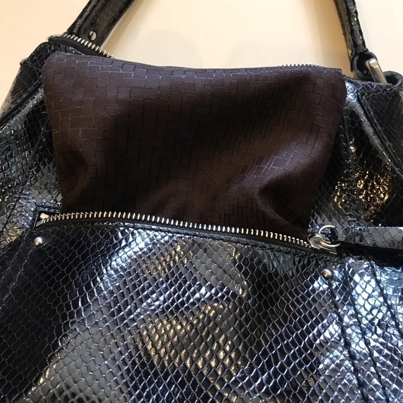 Cole Haan Black Embossed Snakeskin Shoulder Bag - Picture 13 of 16